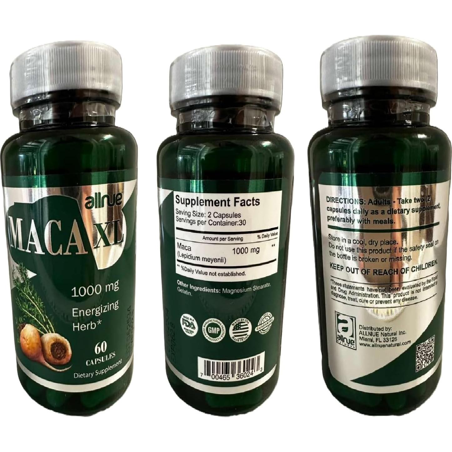 Maca XL 60 Cápsulas All Nue - Suplemento Natural