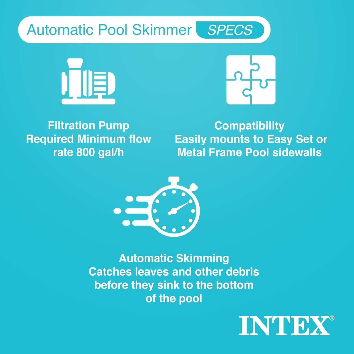 Skimmer Automático Intex Deluxe 800 GPH para Piscina