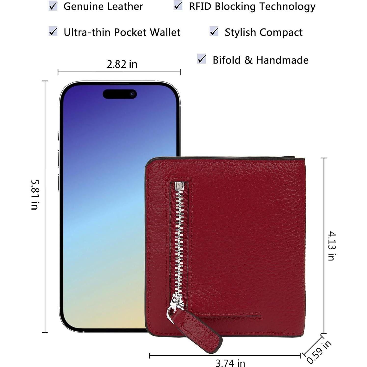 Cartera de Cuero AINIMOER Pequeña con Bloqueo RFID