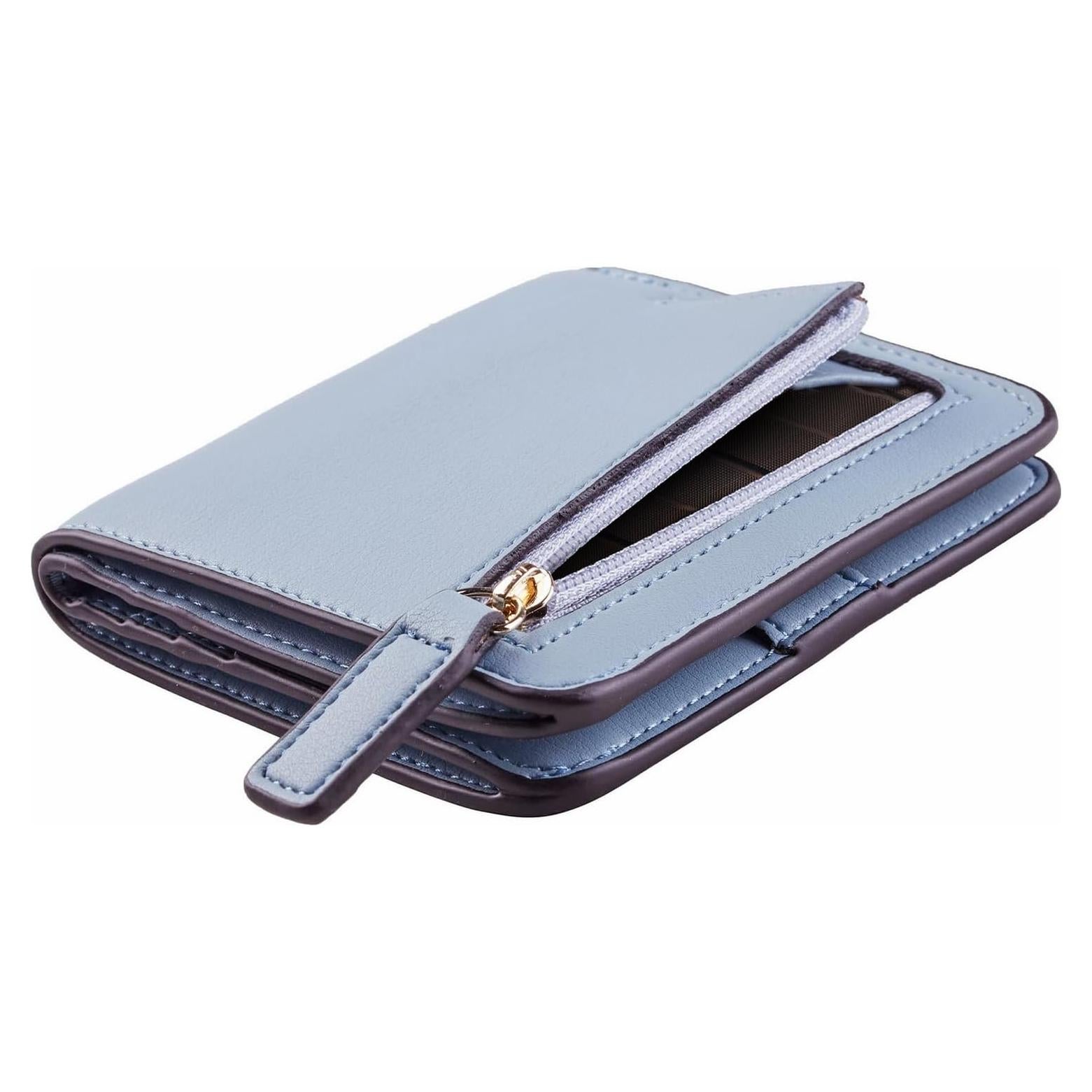 Billetera Toughergun Mujer Compacta Bifold Cuero RFID Azul
