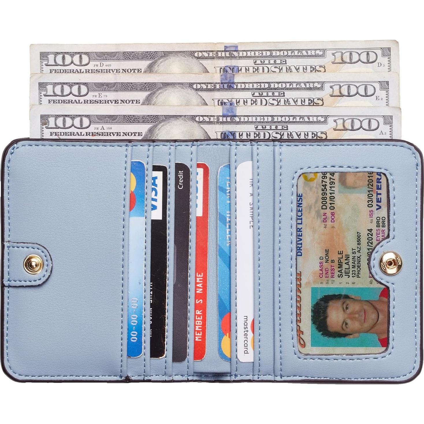 Billetera Toughergun Mujer Compacta Bifold Cuero RFID Azul
