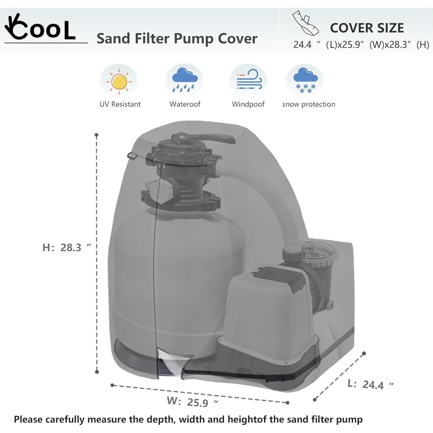 Cubierta Impermeable para Bomba de Filtro de Arena okcool 65.7x62.2 cm