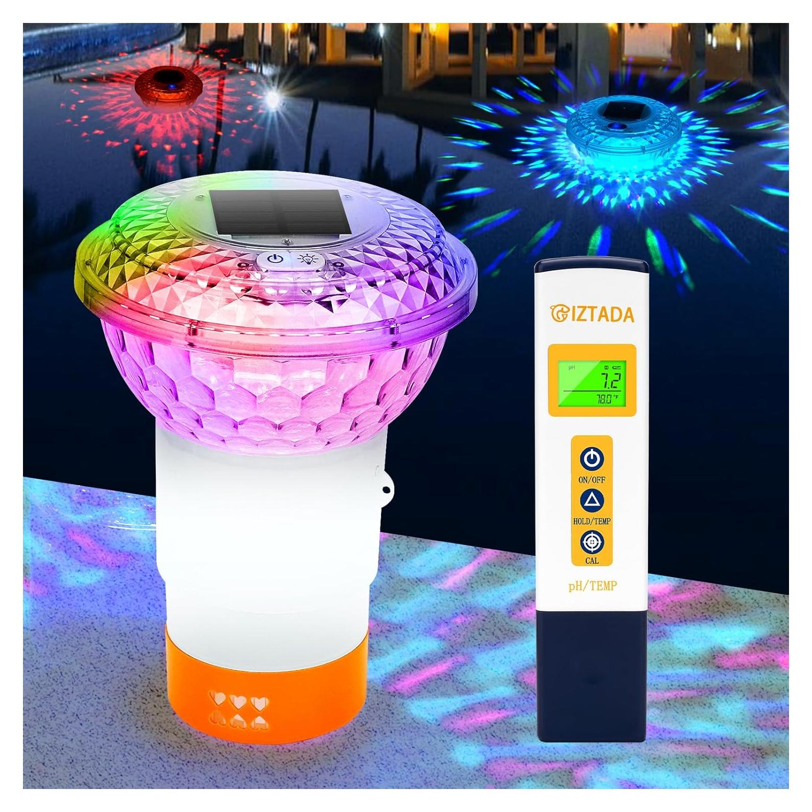 Flotador de Cloro Solar y Medidor Digital de pH para Piscinas