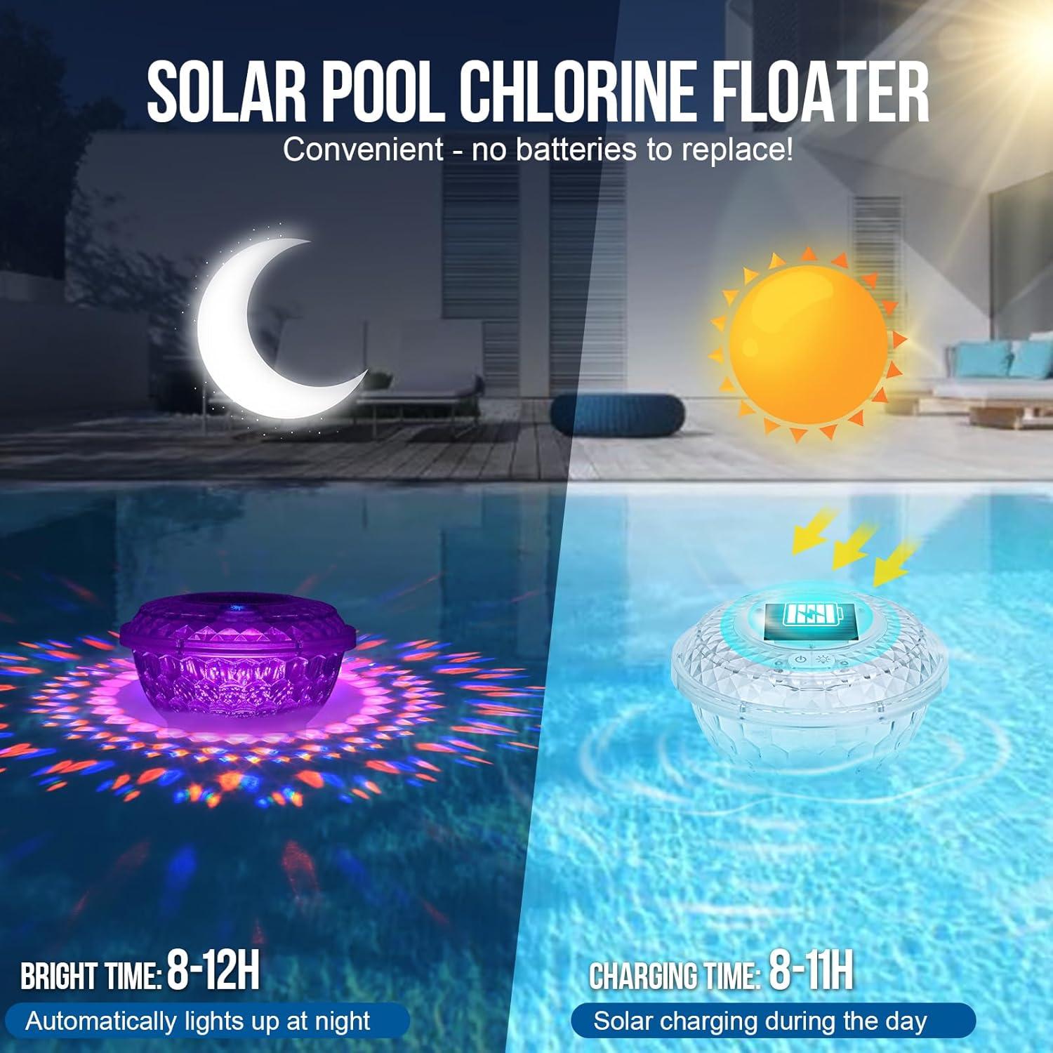 Flotador de Cloro Solar y Medidor Digital de pH para Piscinas