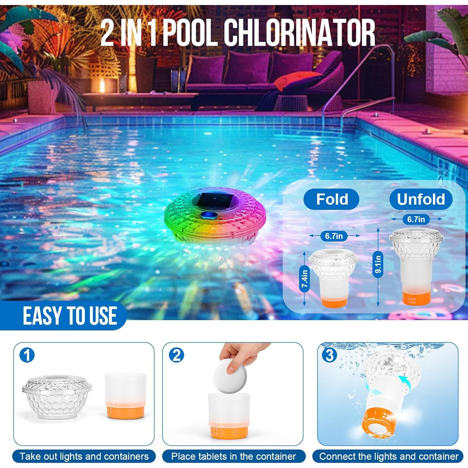 Flotador de Cloro Solar y Medidor Digital de pH para Piscinas