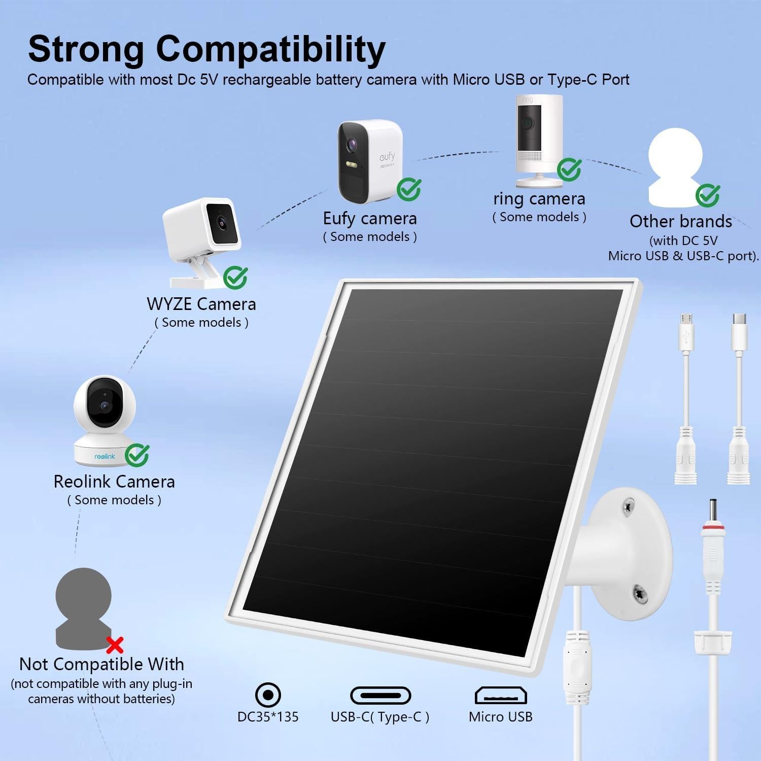 Cargador Solar 8W Orayafid para Cámaras de Seguridad