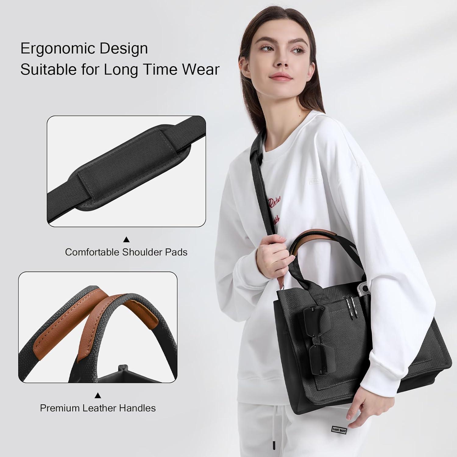 Bolsa Tote JIECH de Lona Negra con 3 Bolsillos