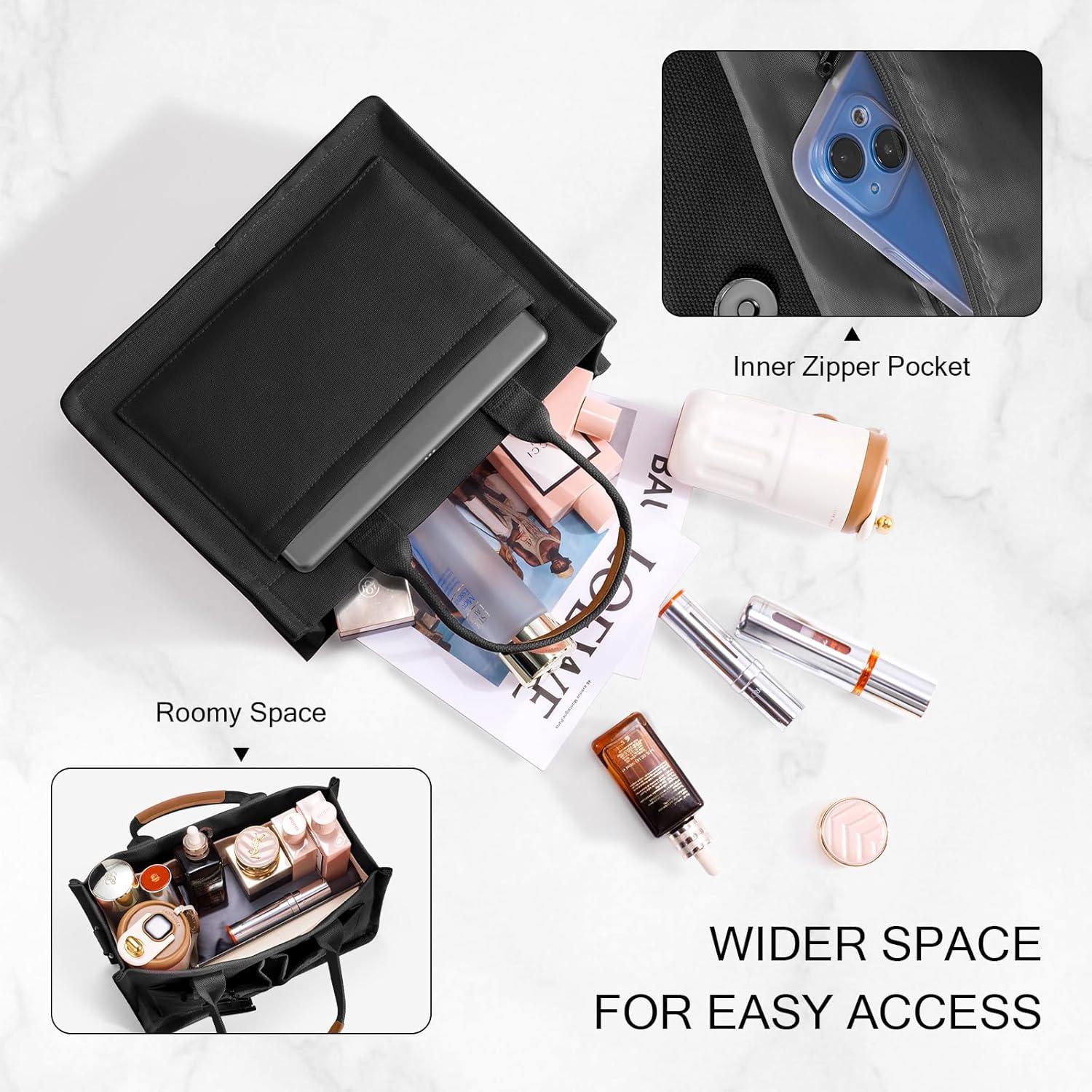 Bolsa Tote JIECH de Lona Negra con 3 Bolsillos