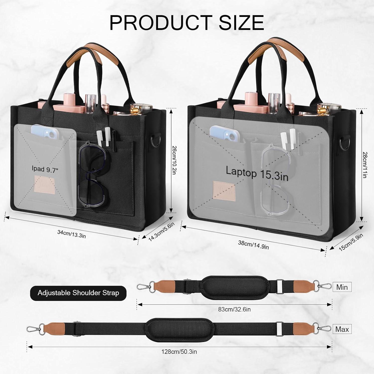 Bolsa Tote JIECH de Lona Negra con 3 Bolsillos