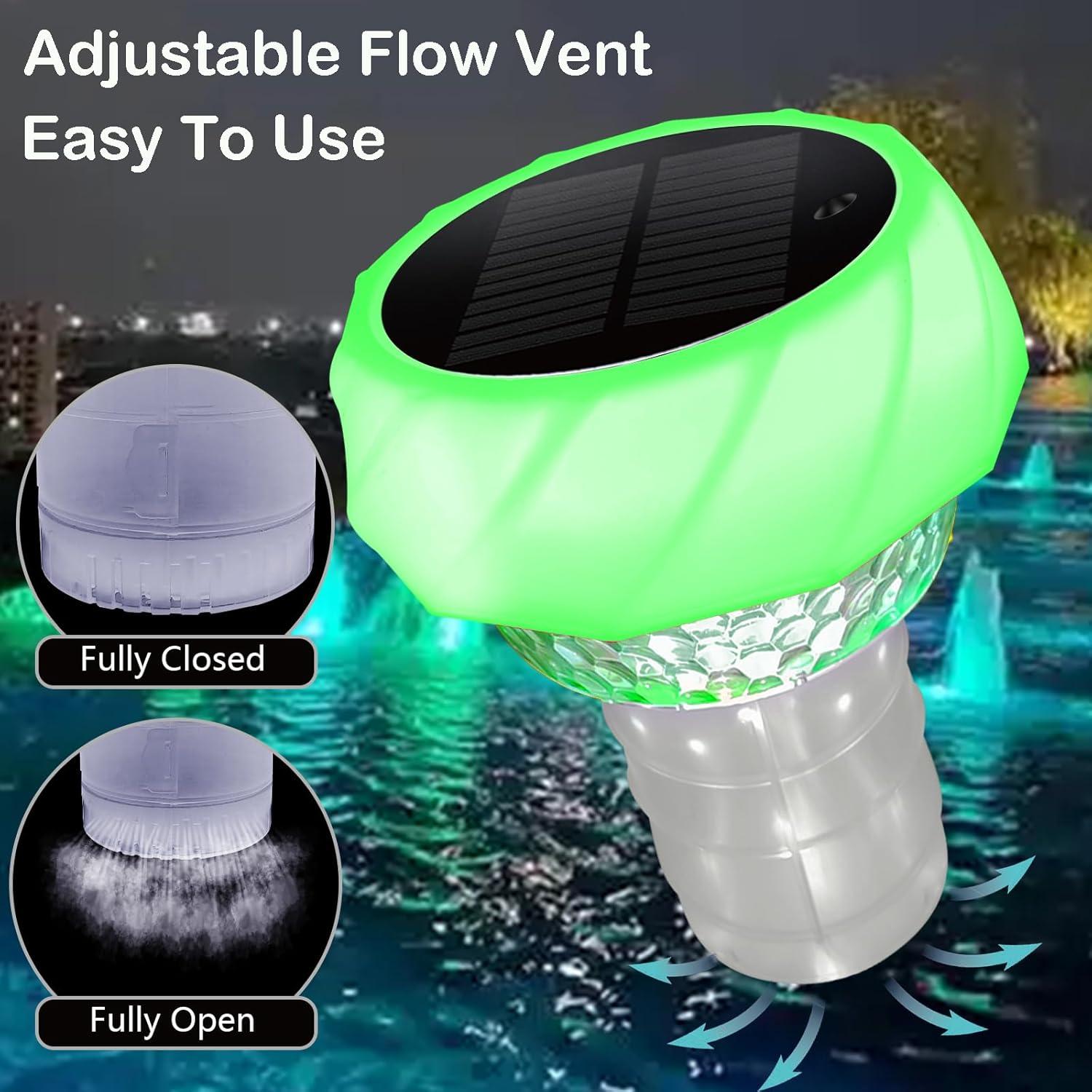 Flotador de Cloro Solar MUDIKIC con Luz RGB y Flujo Ajustable