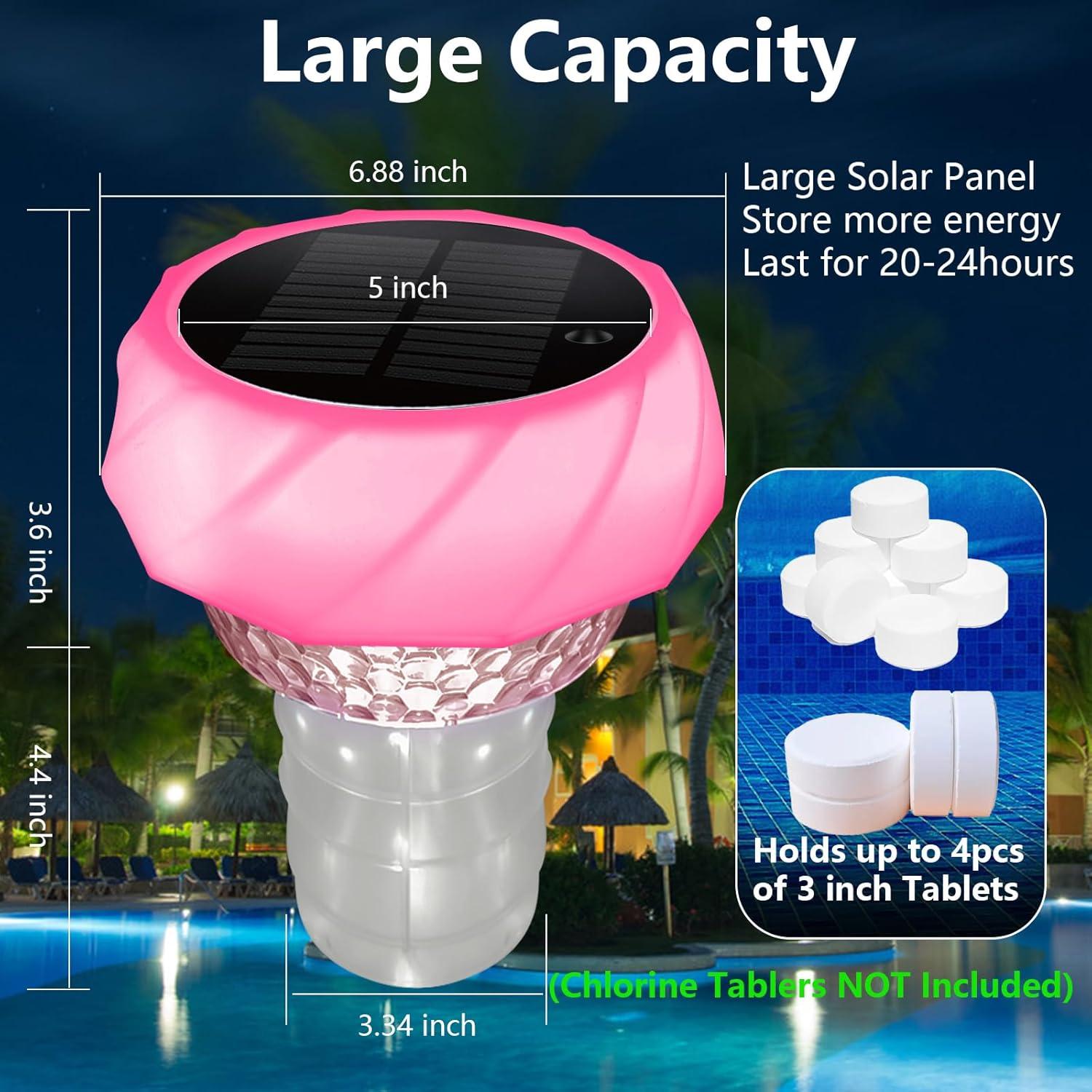 Flotador de Cloro Solar MUDIKIC con Luz RGB y Flujo Ajustable