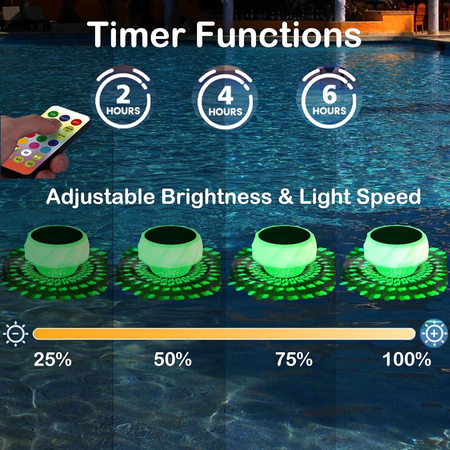 Flotador de Cloro Solar MUDIKIC con Luz RGB y Flujo Ajustable