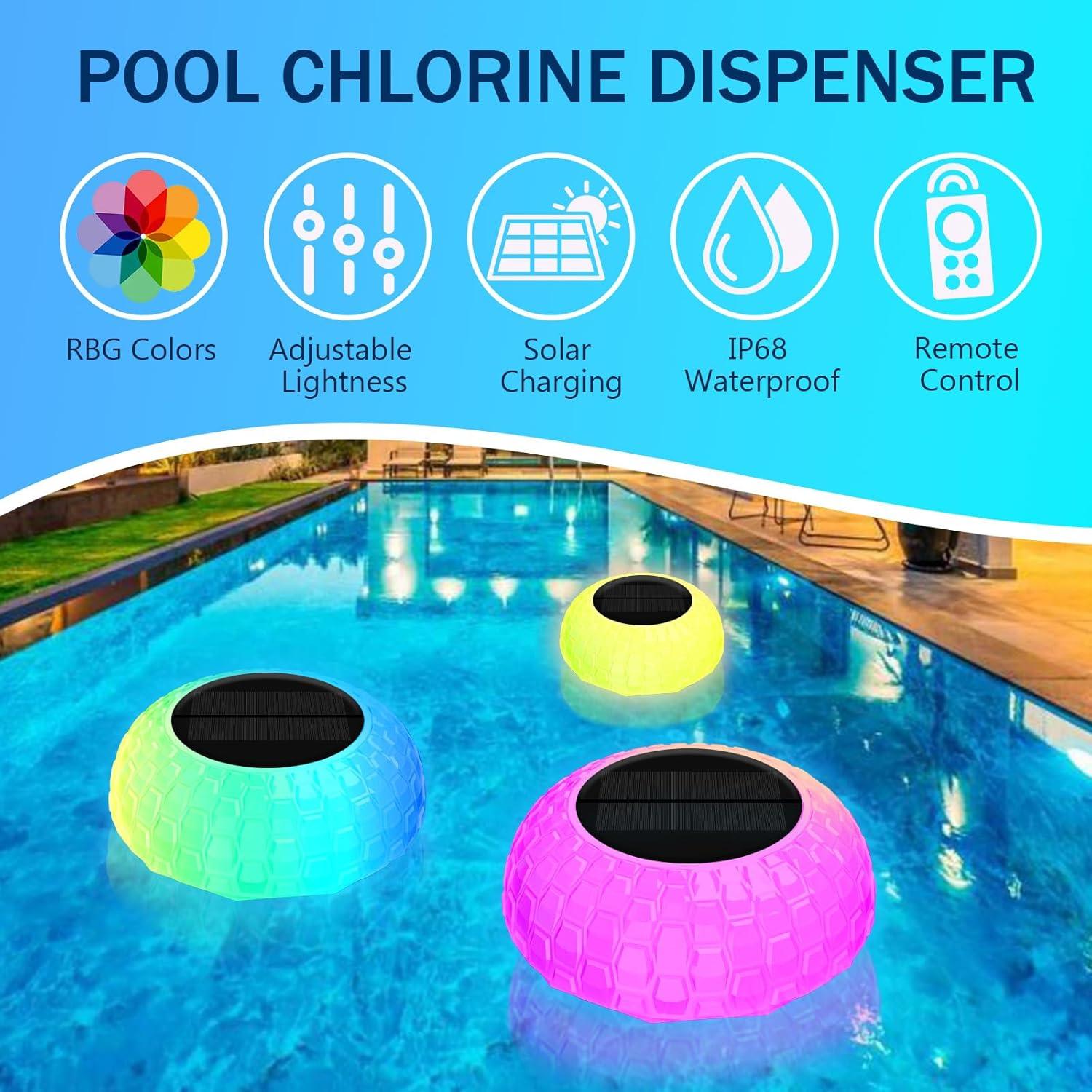 Flotador de Cloro Solar IDUNSEED para Piscina con Luz RGB