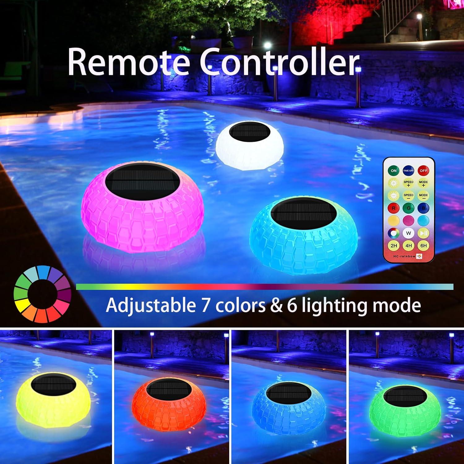 Flotador de Cloro Solar IDUNSEED para Piscina con Luz RGB