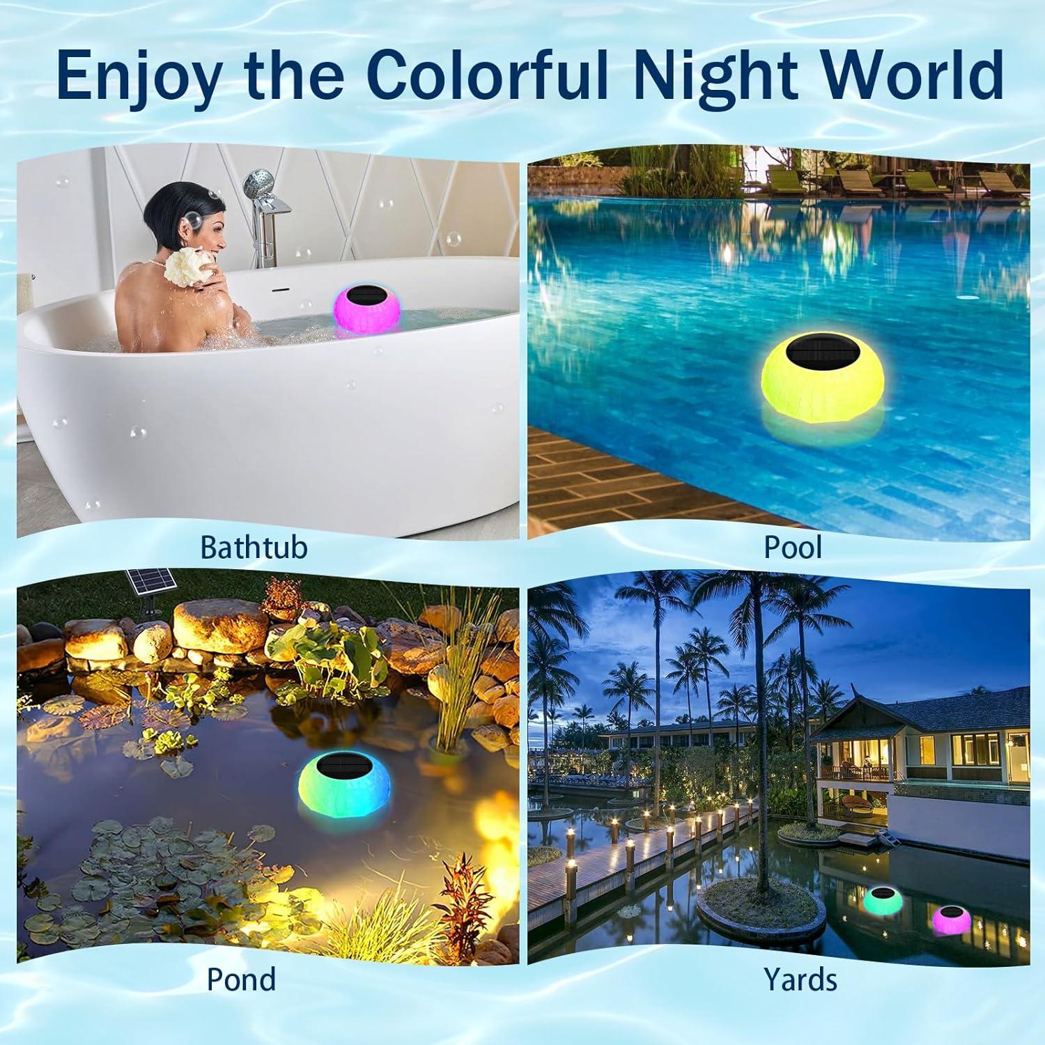 Flotador de Cloro Solar IDUNSEED para Piscina con Luz RGB