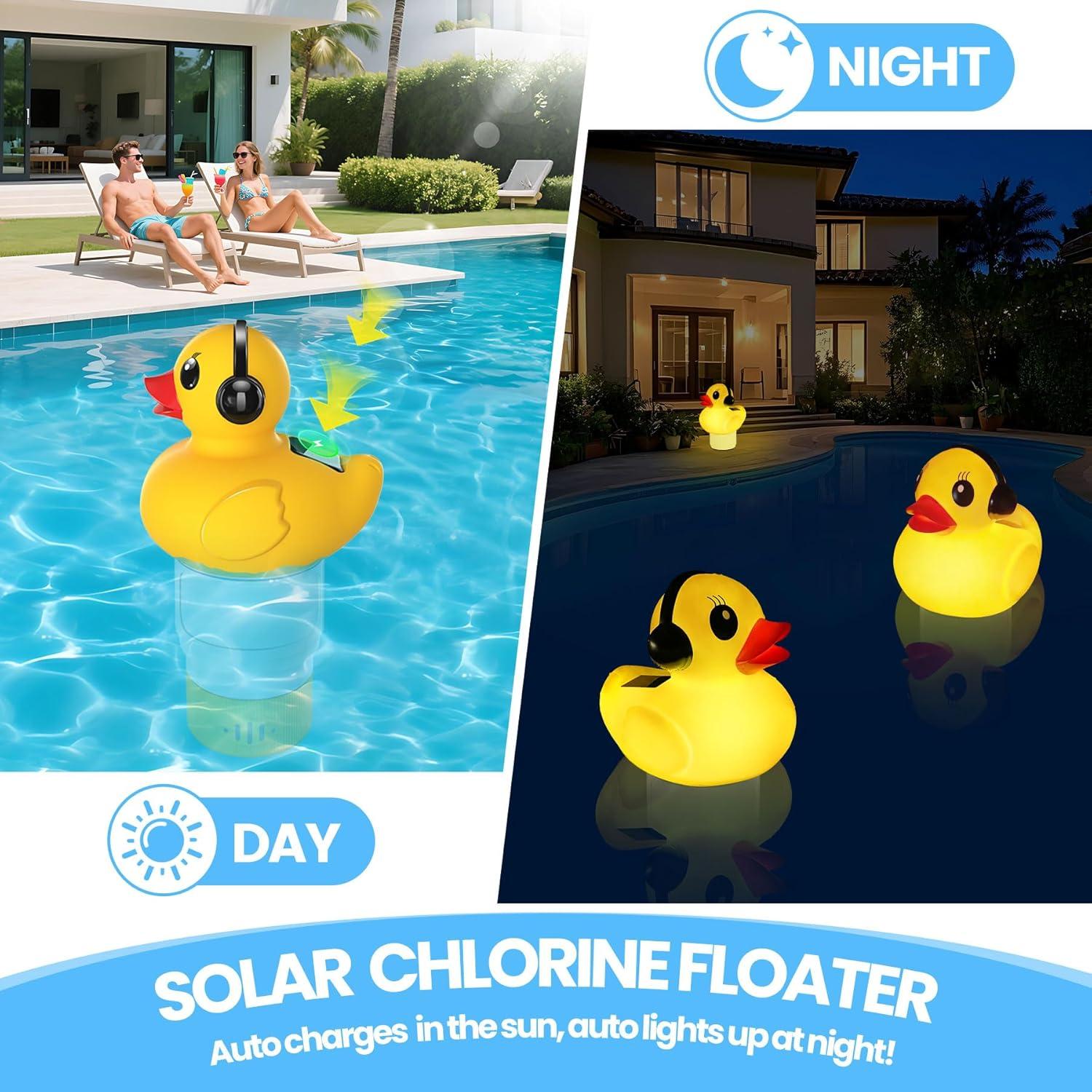 Flotador de Cloro Solar KingSom en Forma de Pato Amarillo