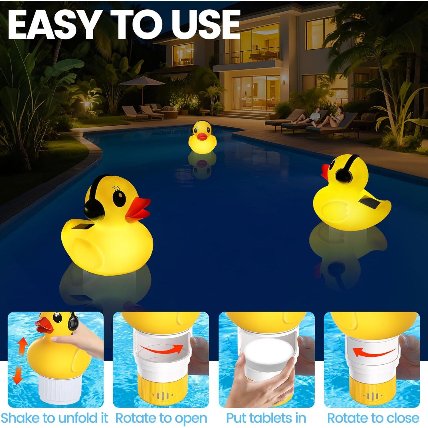 Flotador de Cloro Solar KingSom en Forma de Pato Amarillo