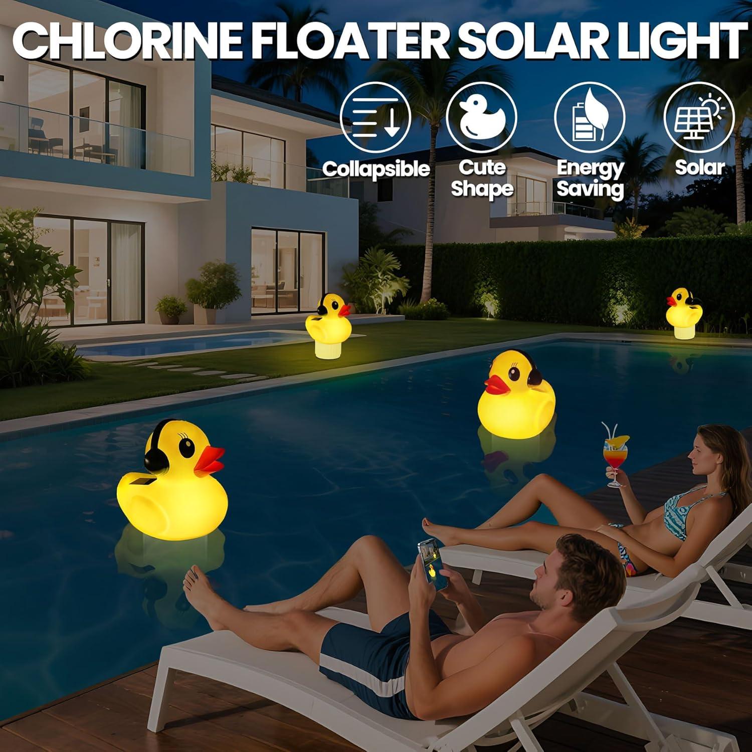 Flotador de Cloro Solar KingSom en Forma de Pato Amarillo