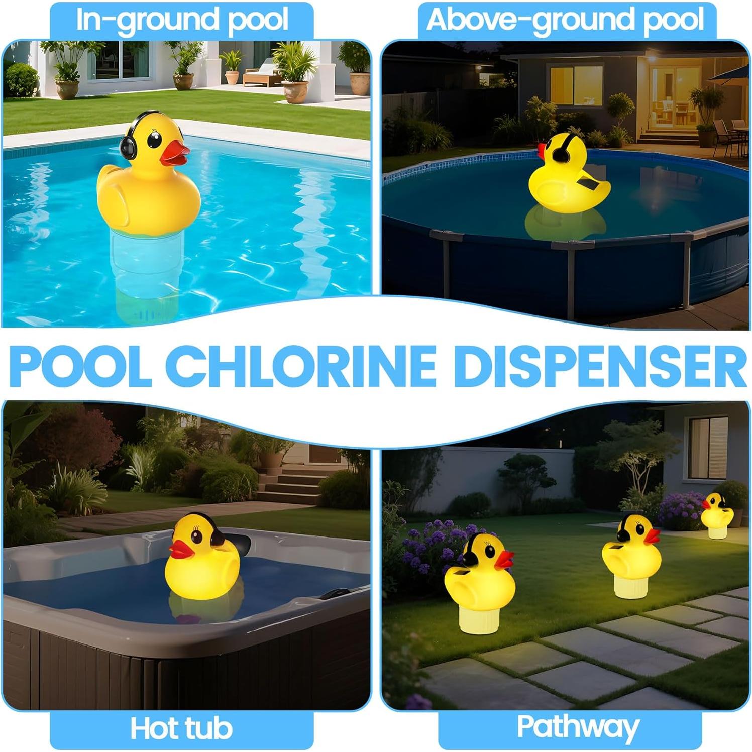 Flotador de Cloro Solar KingSom en Forma de Pato Amarillo