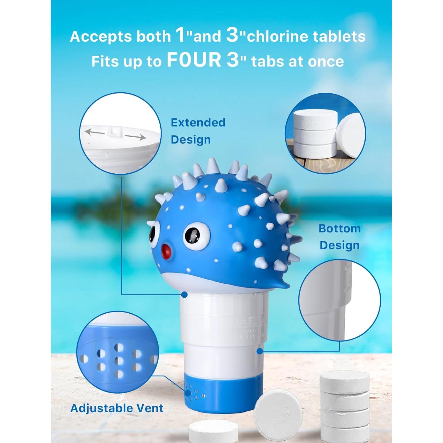 Flotador de Cloro MKLZ para Piscina - Dispensador Ajustable 4 Tabletas