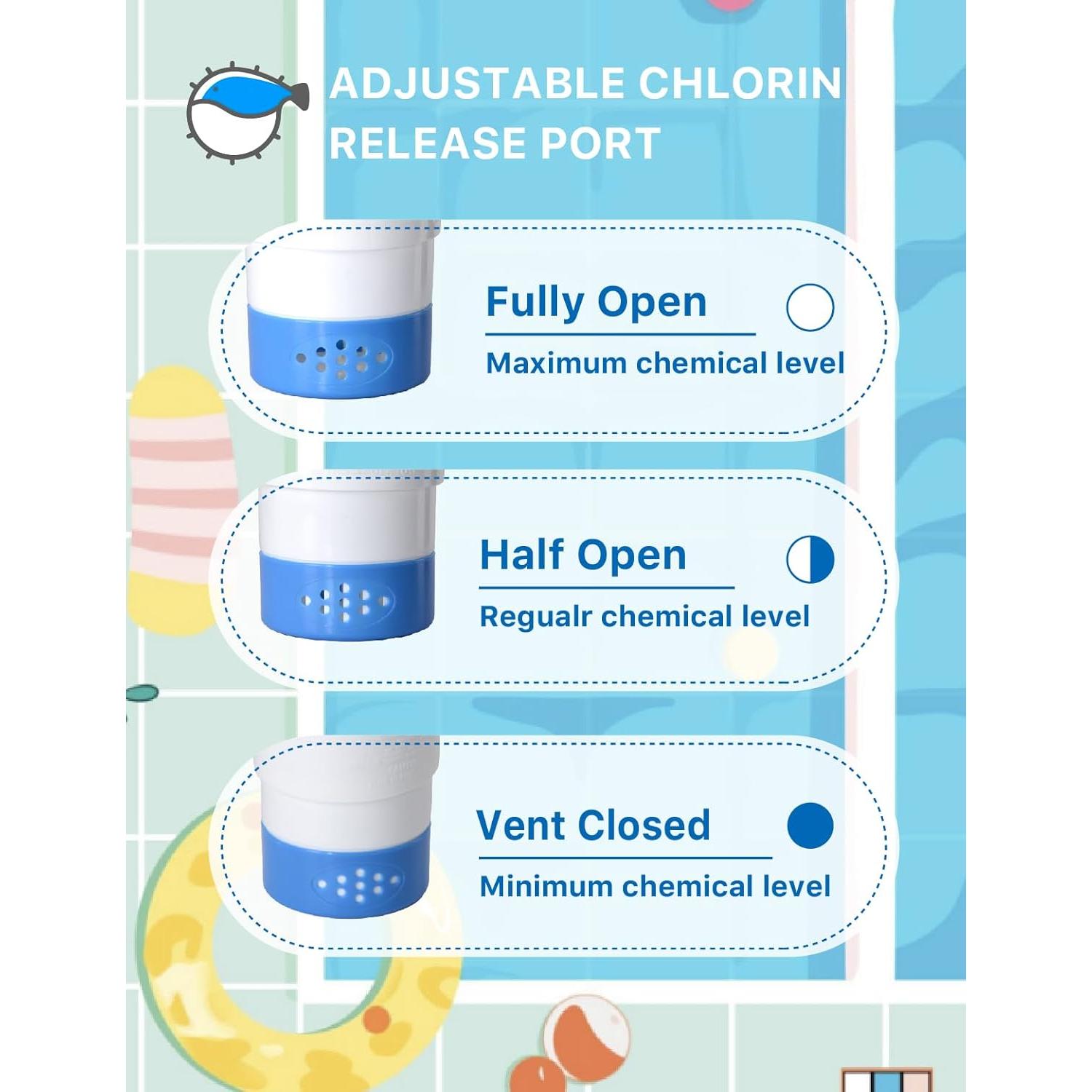 Flotador de Cloro MKLZ para Piscina - Dispensador Ajustable 4 Tabletas