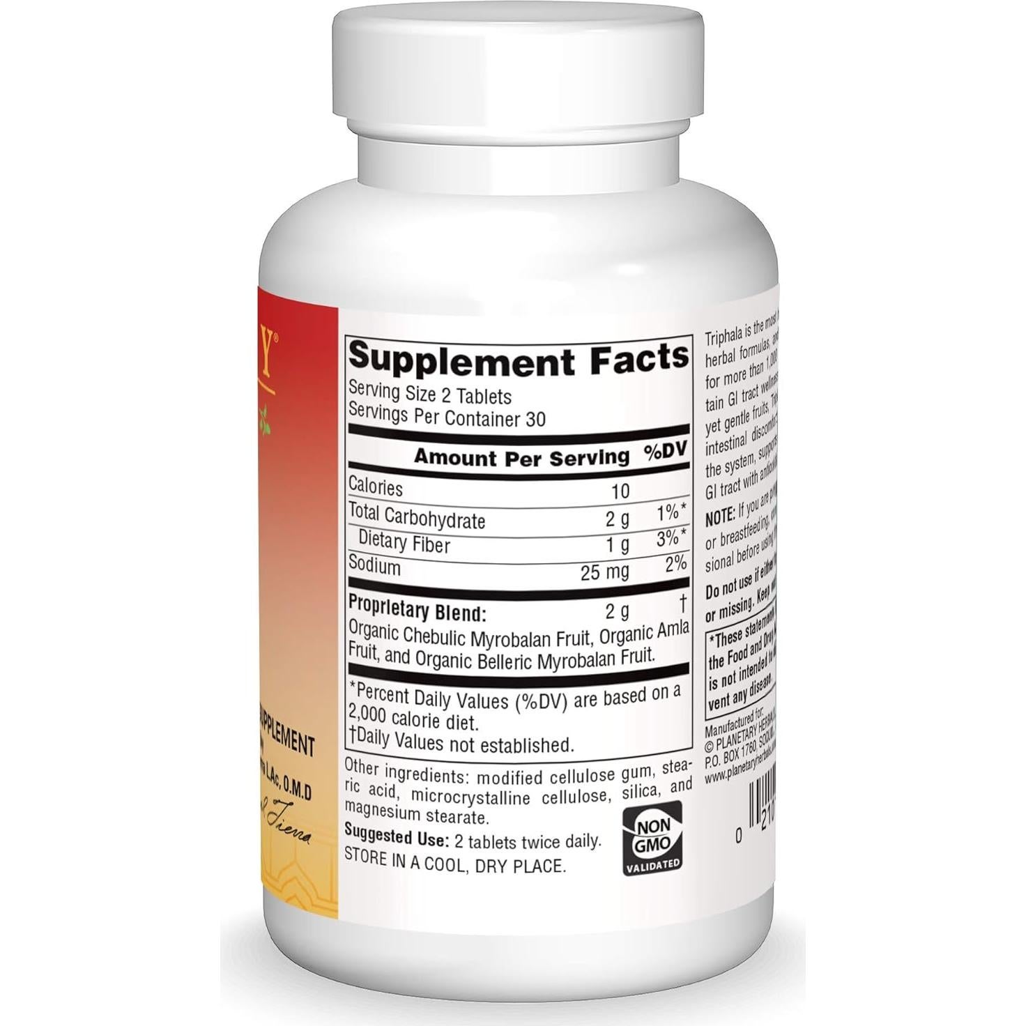 Suplemento Herbal Triphala 1000mg Planetary Ayurvedics - 60 Tabletas