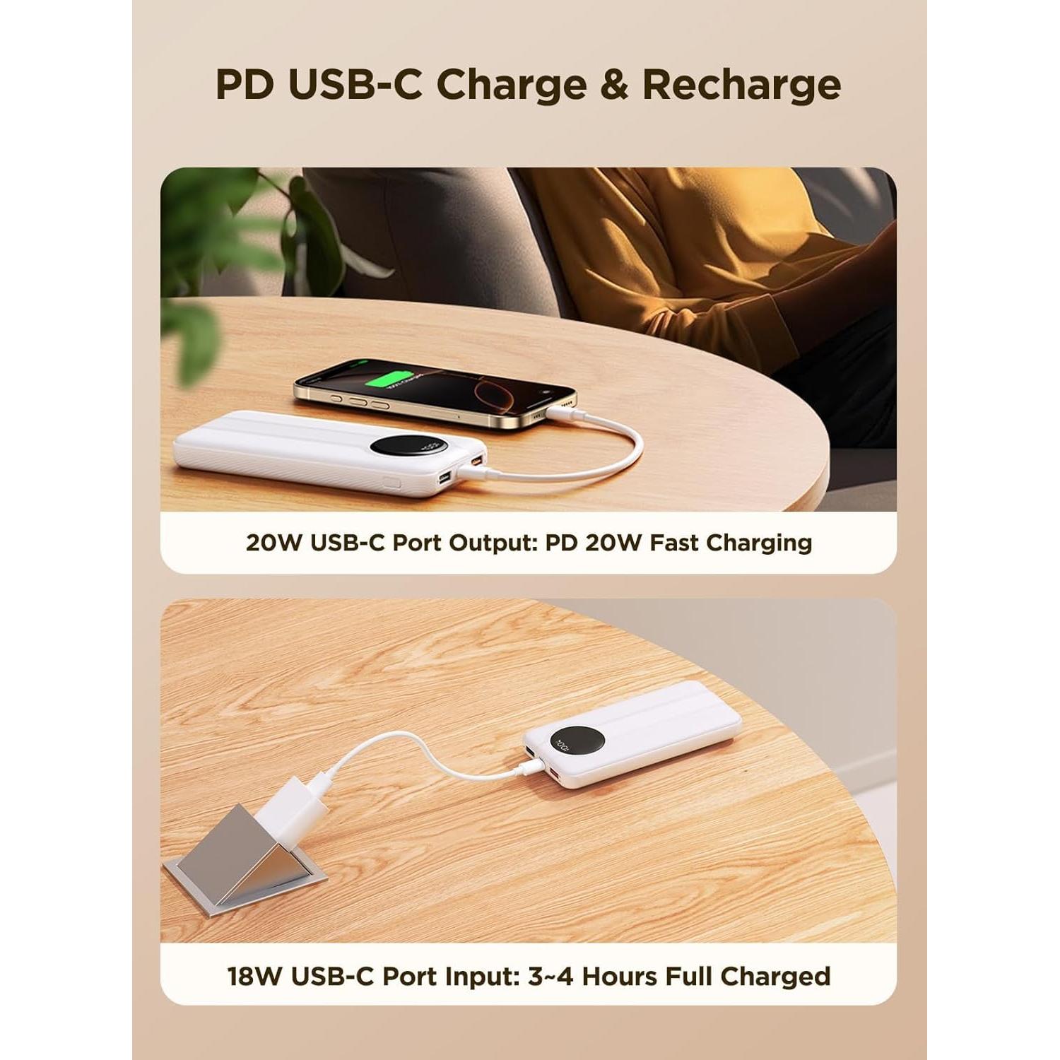 Aioneus Power Bank 10000mAh Carga Rápida 22.5W USB-C