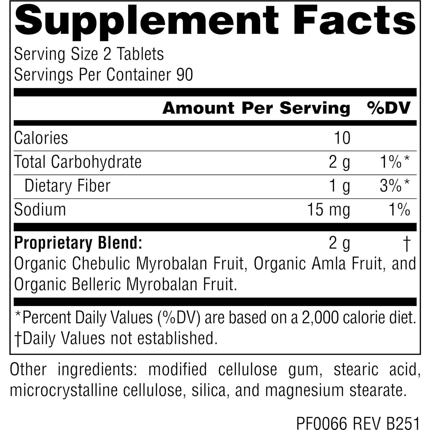 Limpiador Interno Triphala Planetary Herbals 1000mg 180 Tabletas