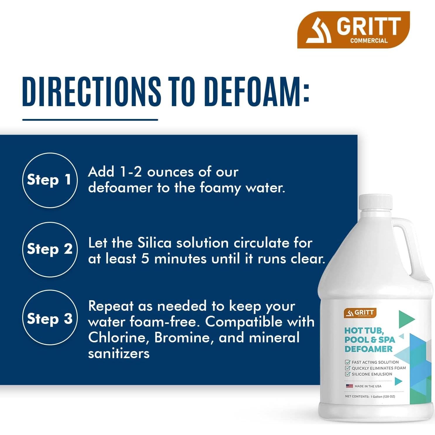 Desespumador Gritt Comercial 3.78L para Piscinas y Spas