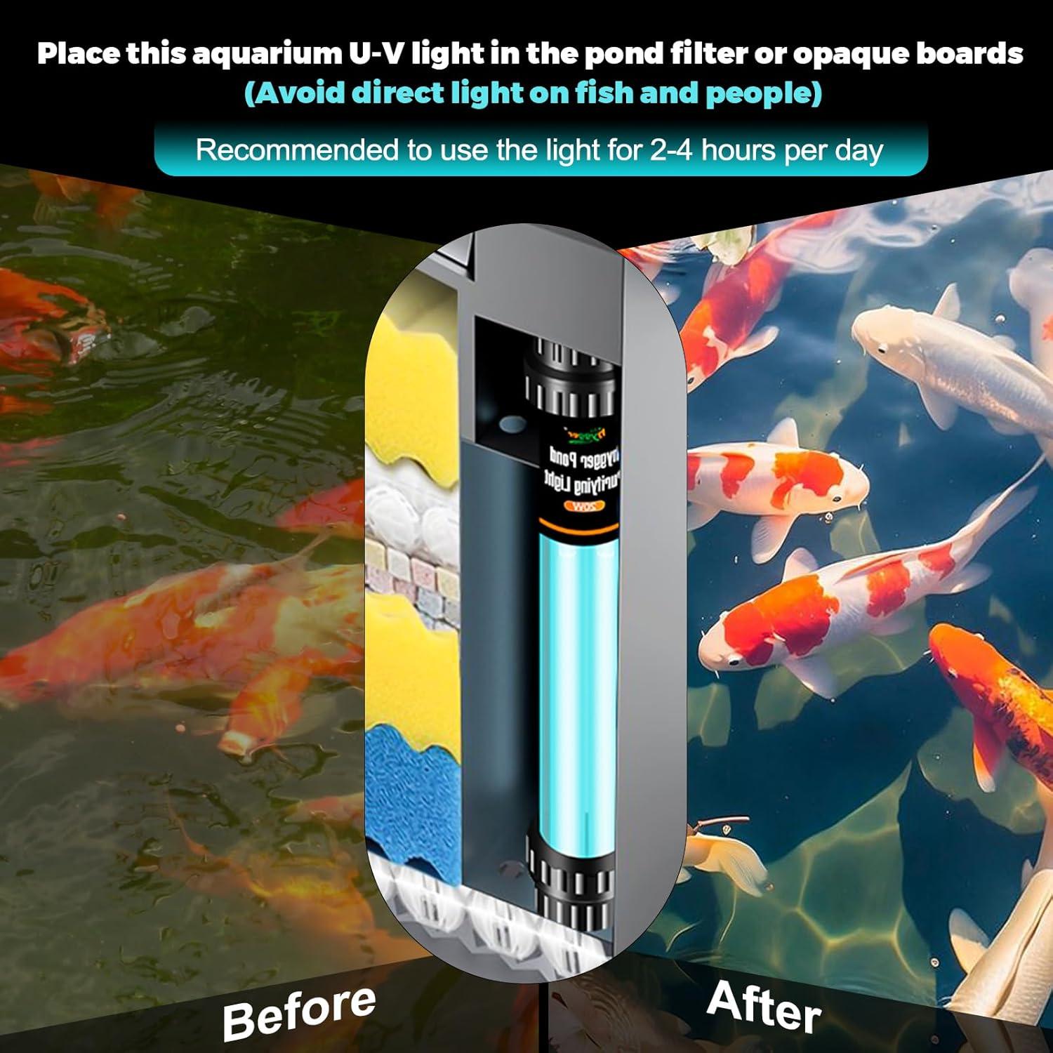 Luz U-V Hygger 20W para Acuarios y Estanques 378-4546L