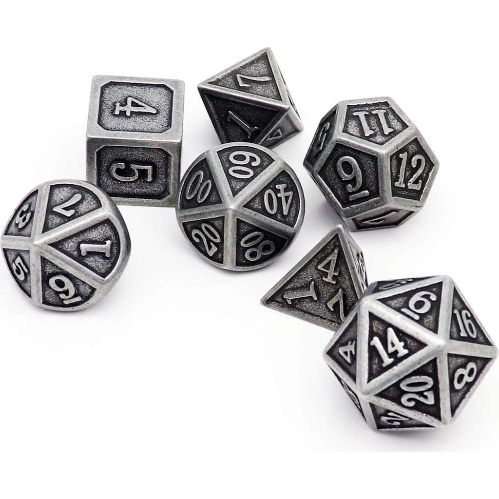 Juego de Dados DND Haxtec Hierro Antiguo 7PCS con Bolsa