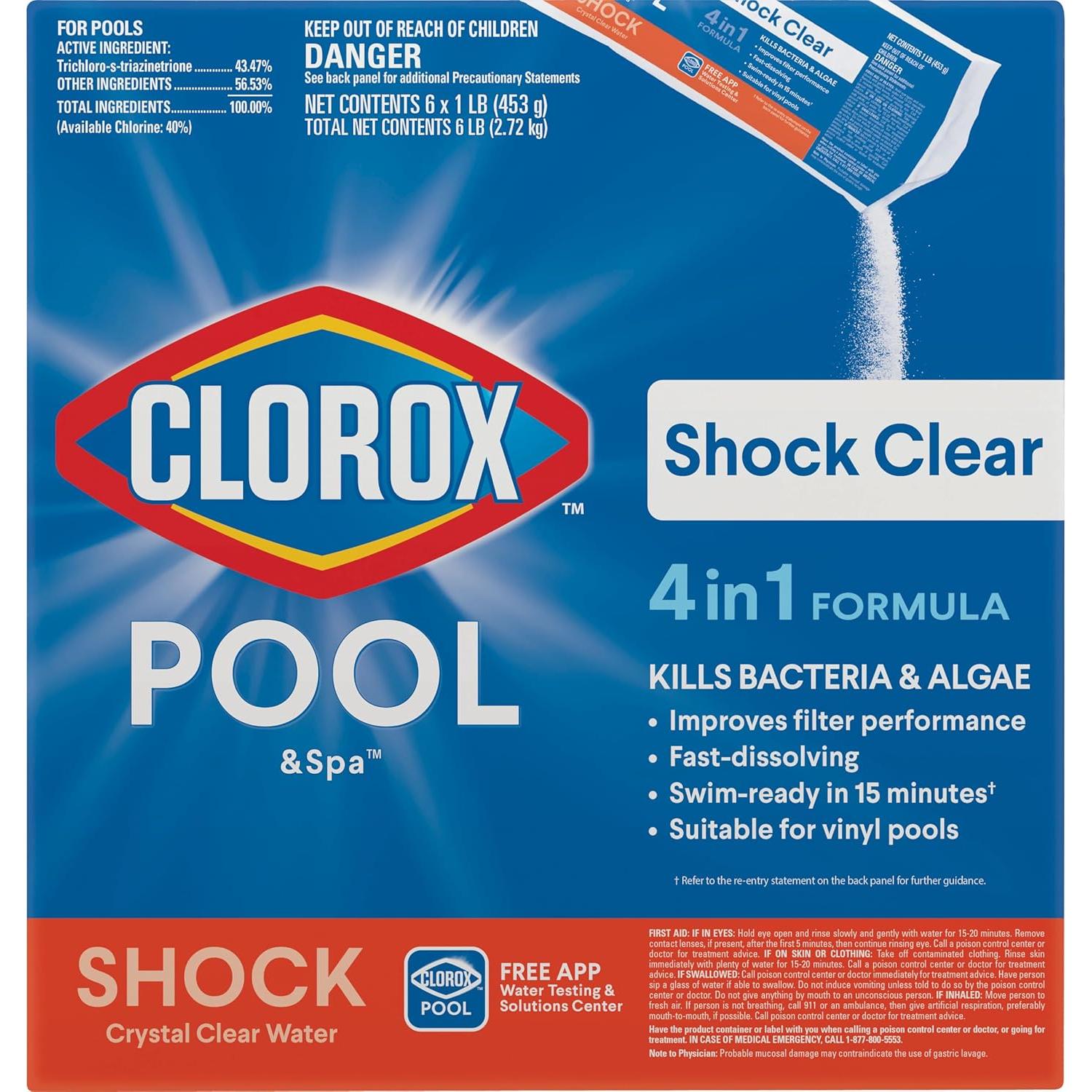 Clorox Pool&Spa Shock Clear 6 Paquete 2.71 kg para Piscinas