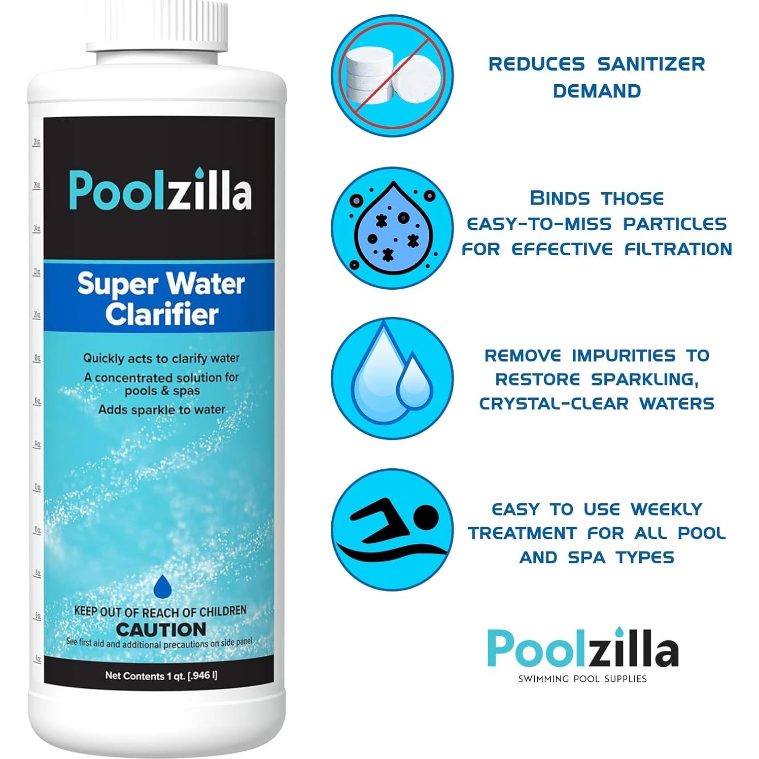 Super Clarificador de Agua Poolzilla 0.95L para Piscinas