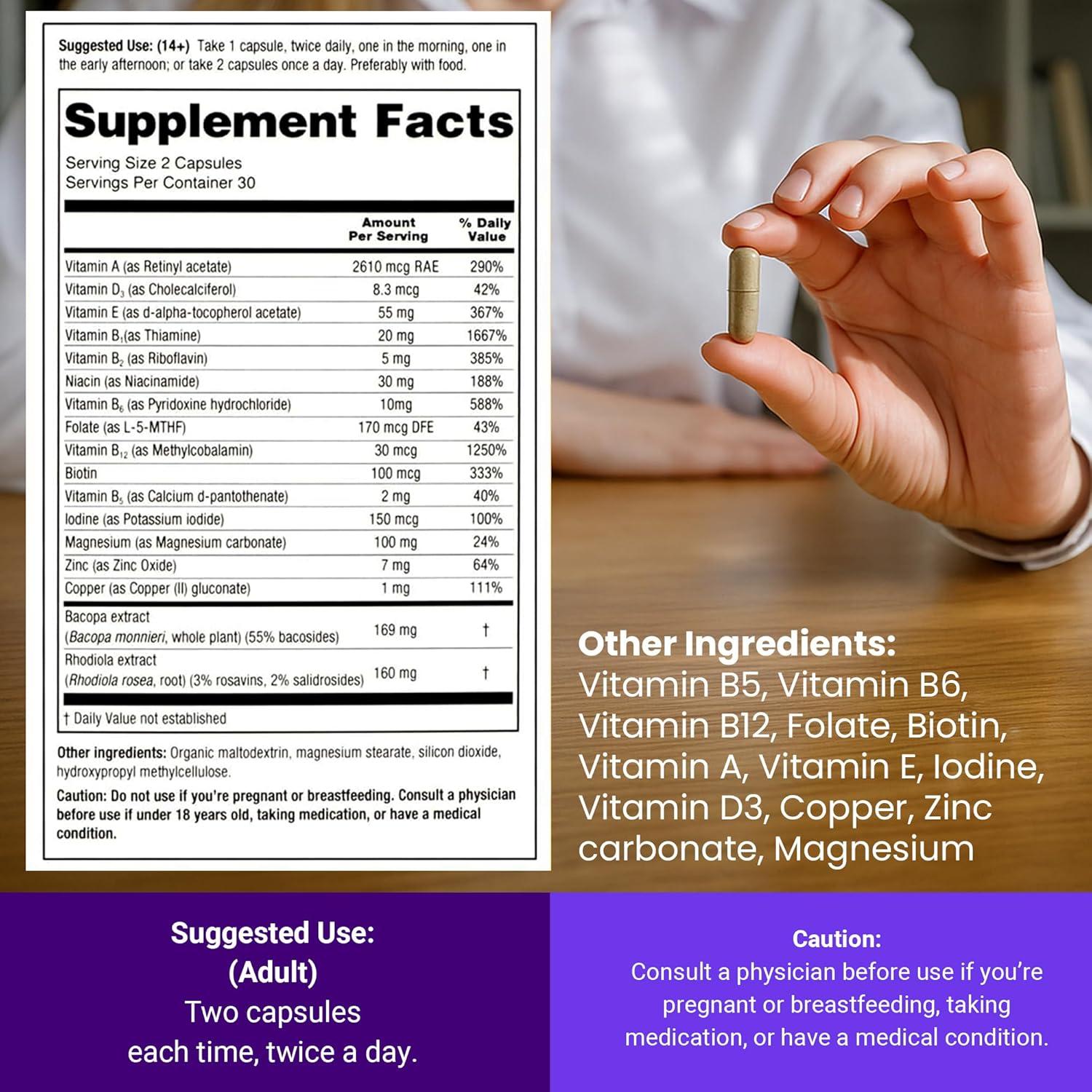 Suplemento Cerebral Rhoziva - Memoria y Concentración 60 Cápsulas