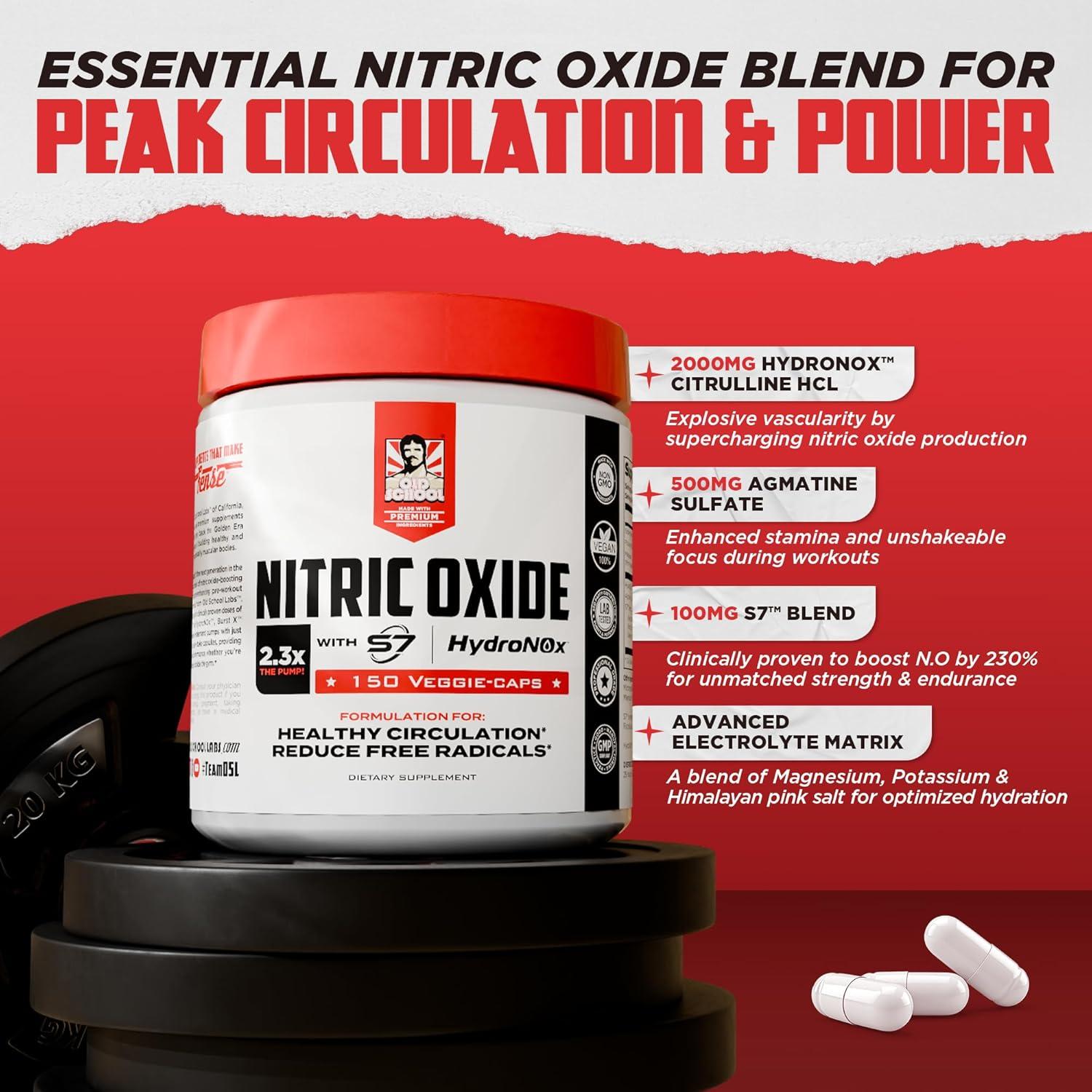 Old School Labs Aumentador de Óxido Nítrico 150 Cápsulas Veganas