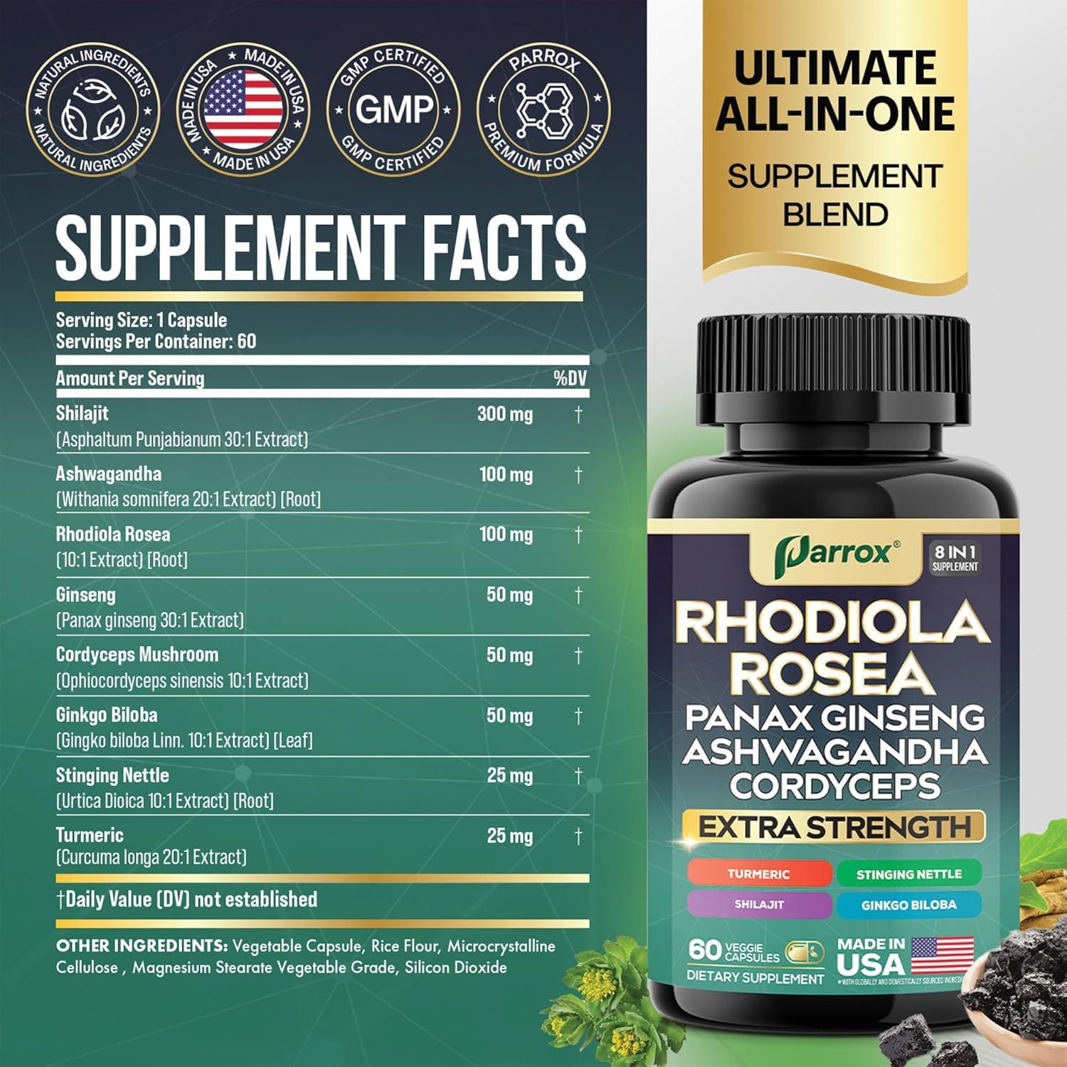 Suplemento Rhodiola 8-en-1 + Hierro 13-en-1 Parrox