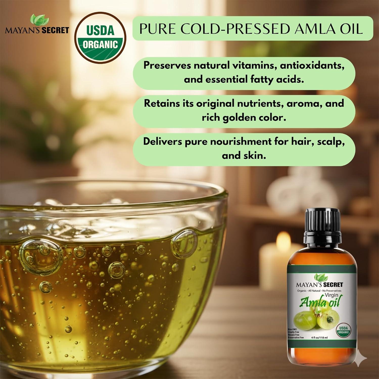 Aceite de Amla Puro Secreto Maya 118ml Orgánico Prensado en Frío