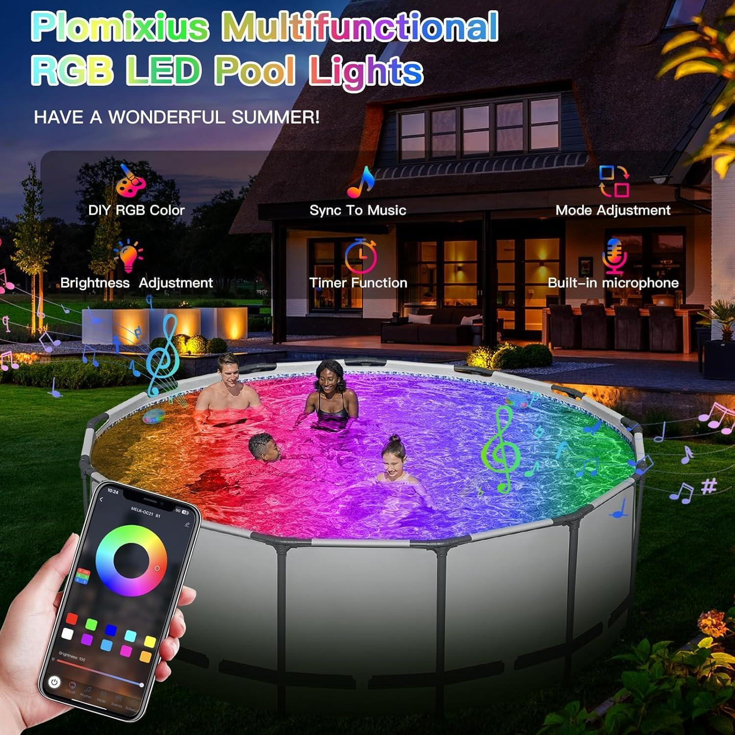 Luces de piscina sumergibles Plomixius 18W RGB IP68 APP
