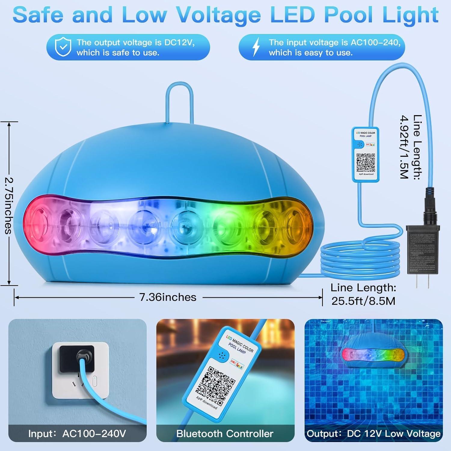 Luces de piscina sumergibles Plomixius 18W RGB IP68 APP