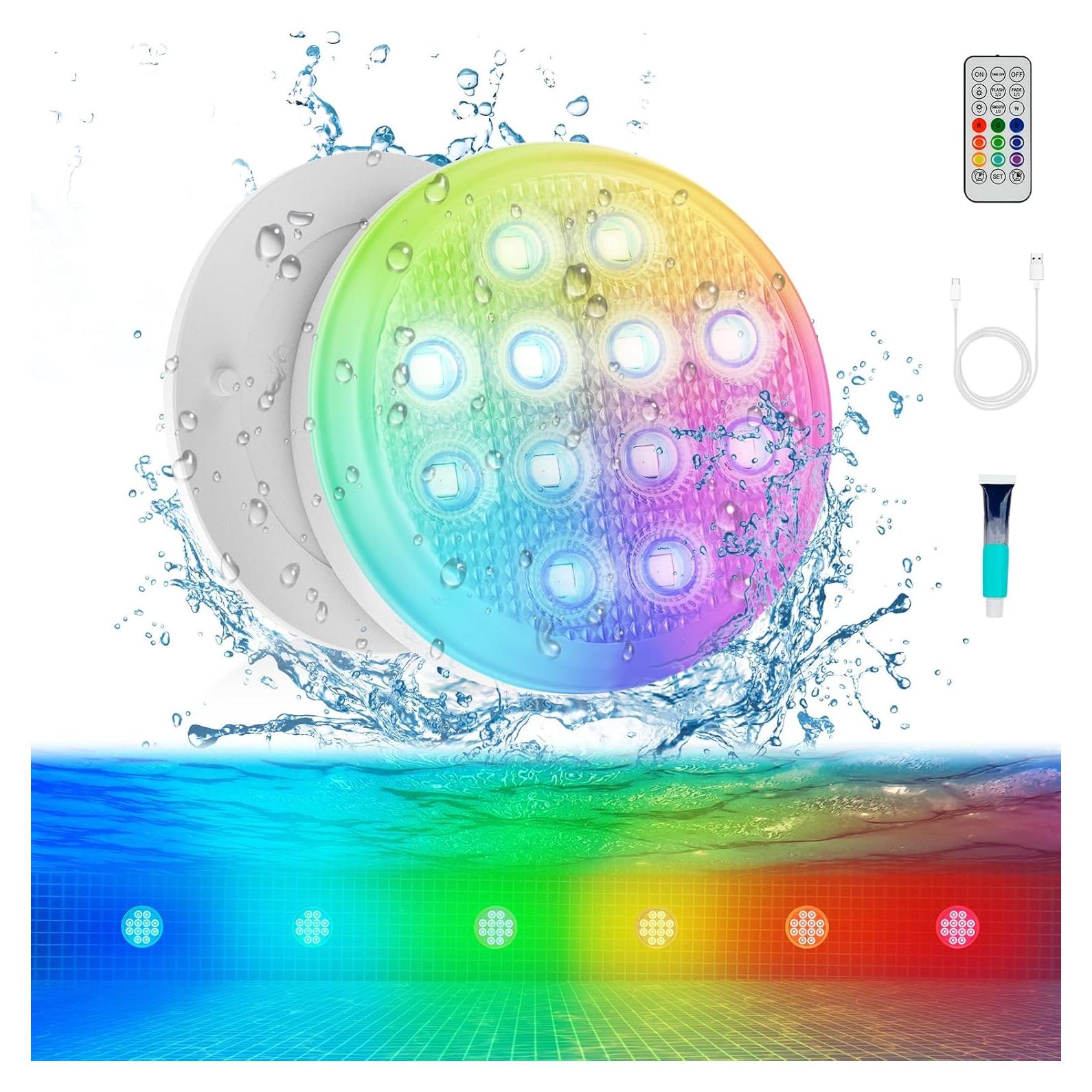 Luces LED de piscina YDXZBC 2025, recargables IP68, 22 colores