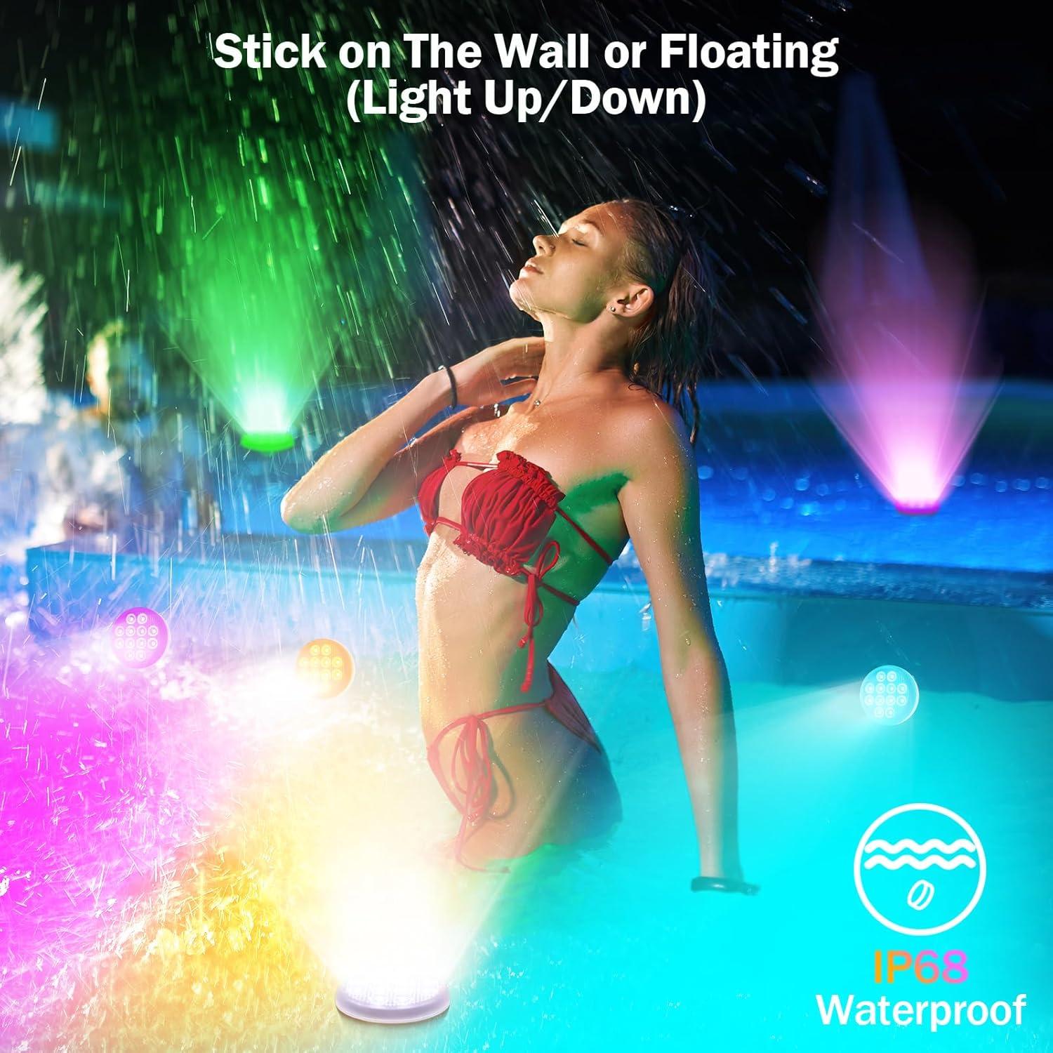 Luces LED de piscina YDXZBC 2025, recargables IP68, 22 colores