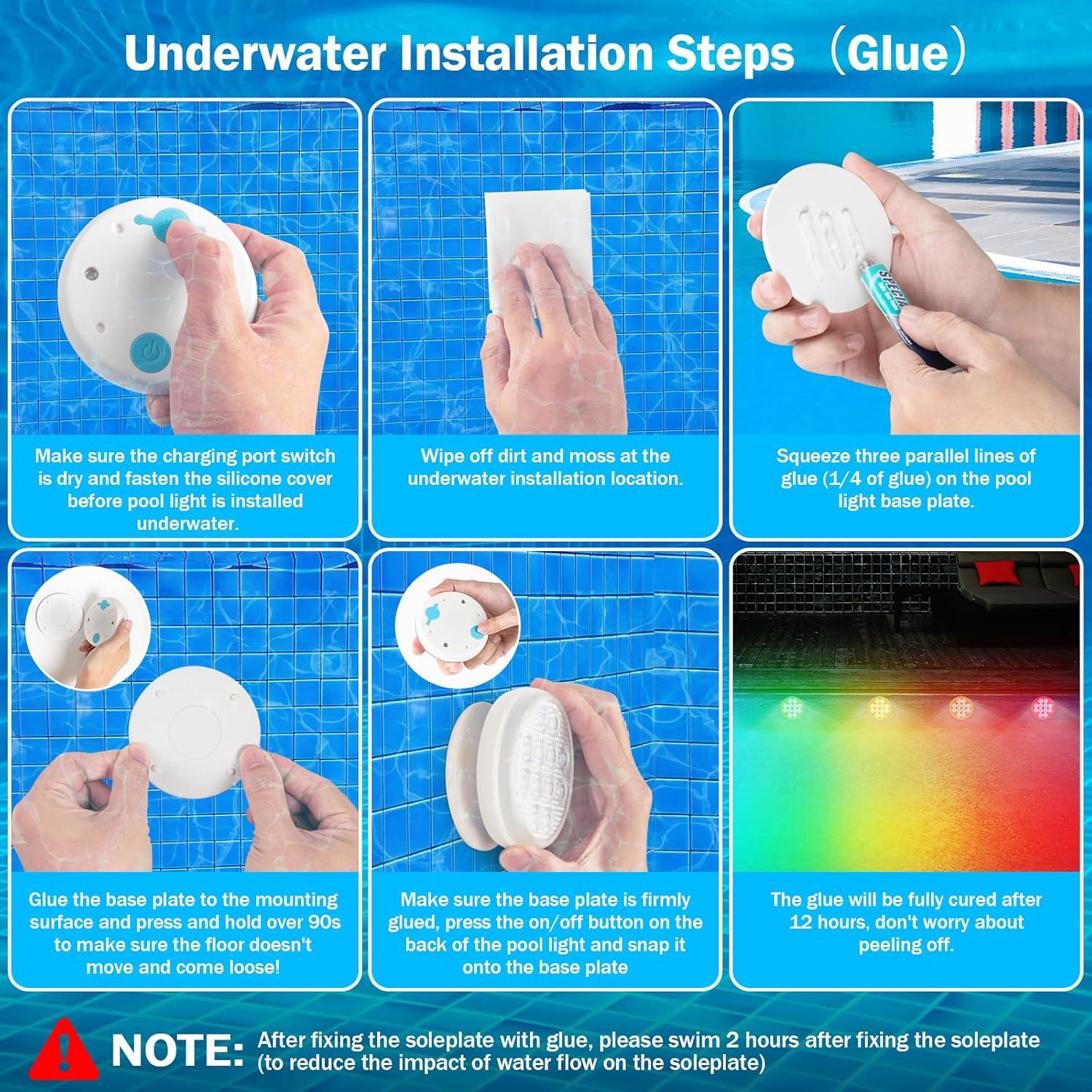 Luces LED de piscina YDXZBC 2025, recargables IP68, 22 colores