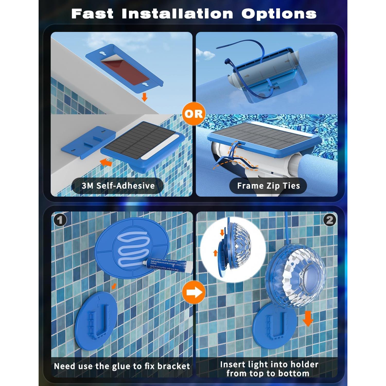 Luces LED Solares para Piscina MOFOYEAH 4 Paquetes IP68 16 Colores