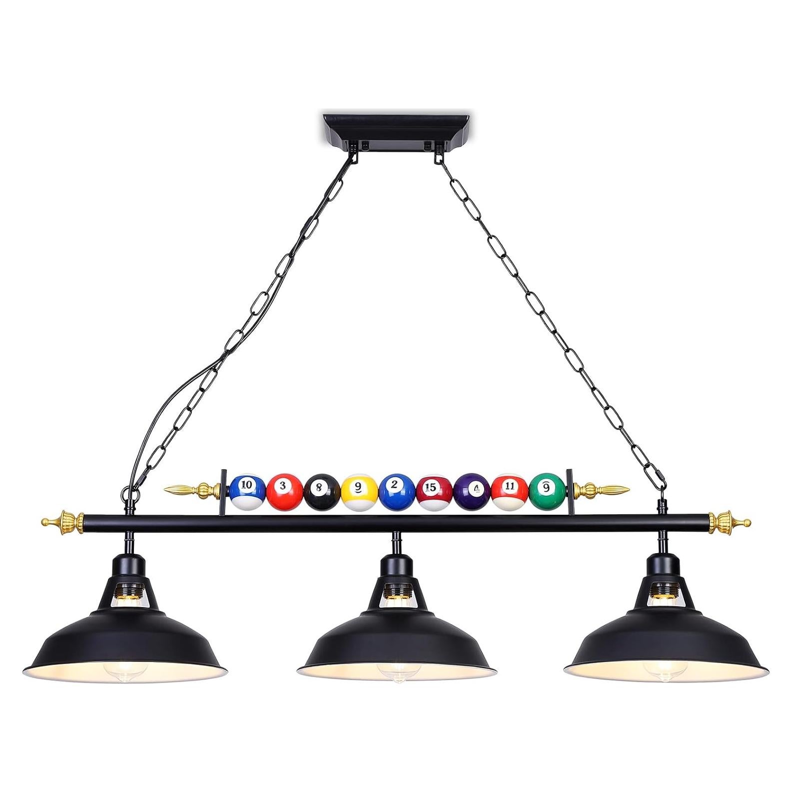 Luz de mesa de billar 3 luces Mcacggo negra mate ajustable