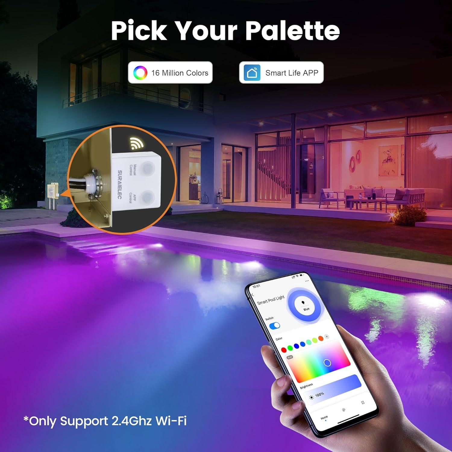 Luz LED Inteligente SURAIELEC 12V 35W para Piscina 10"