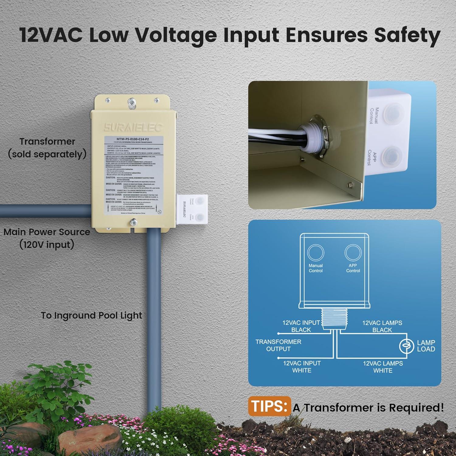 Luz LED Inteligente SURAIELEC 12V 35W para Piscina 10"