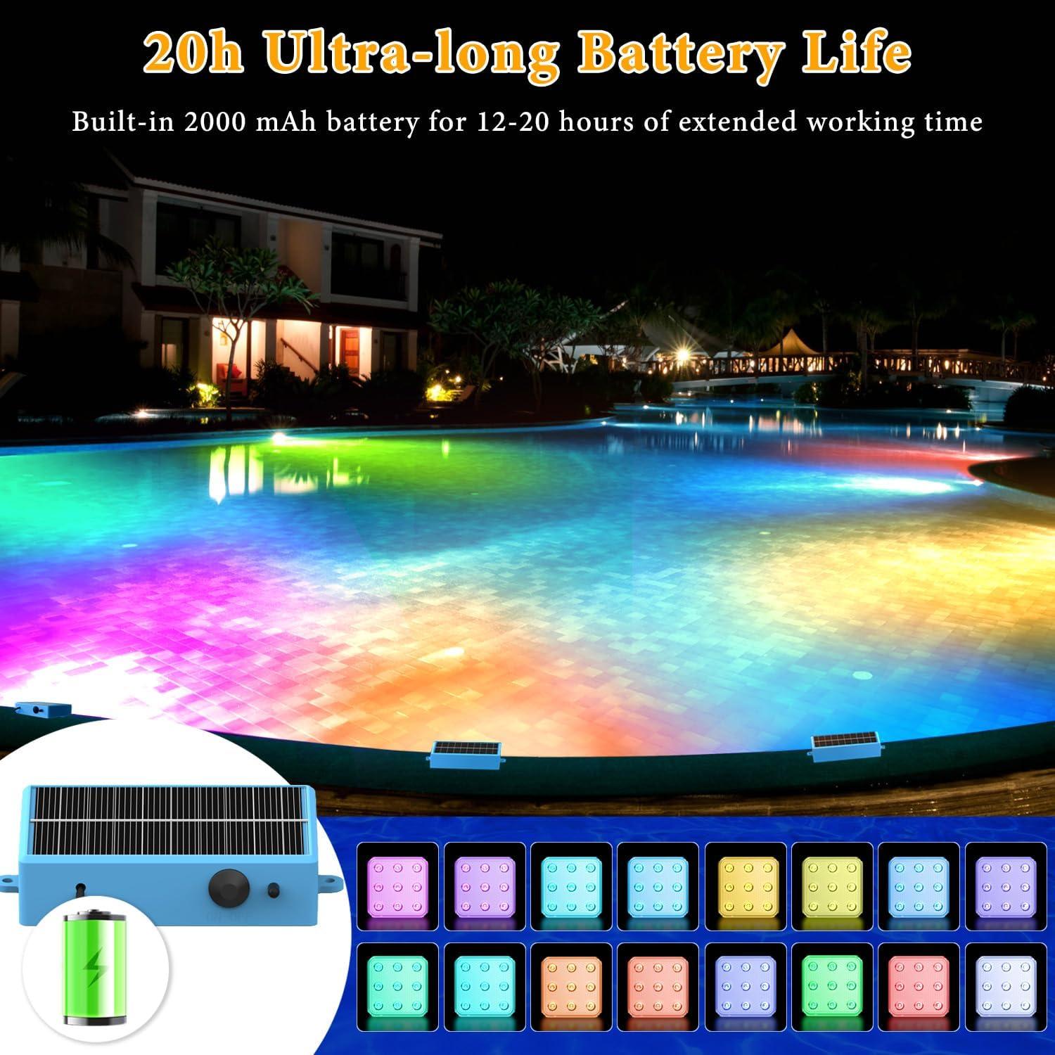 Luces de piscina solares Yichuke 2-Pack LED 16 colores