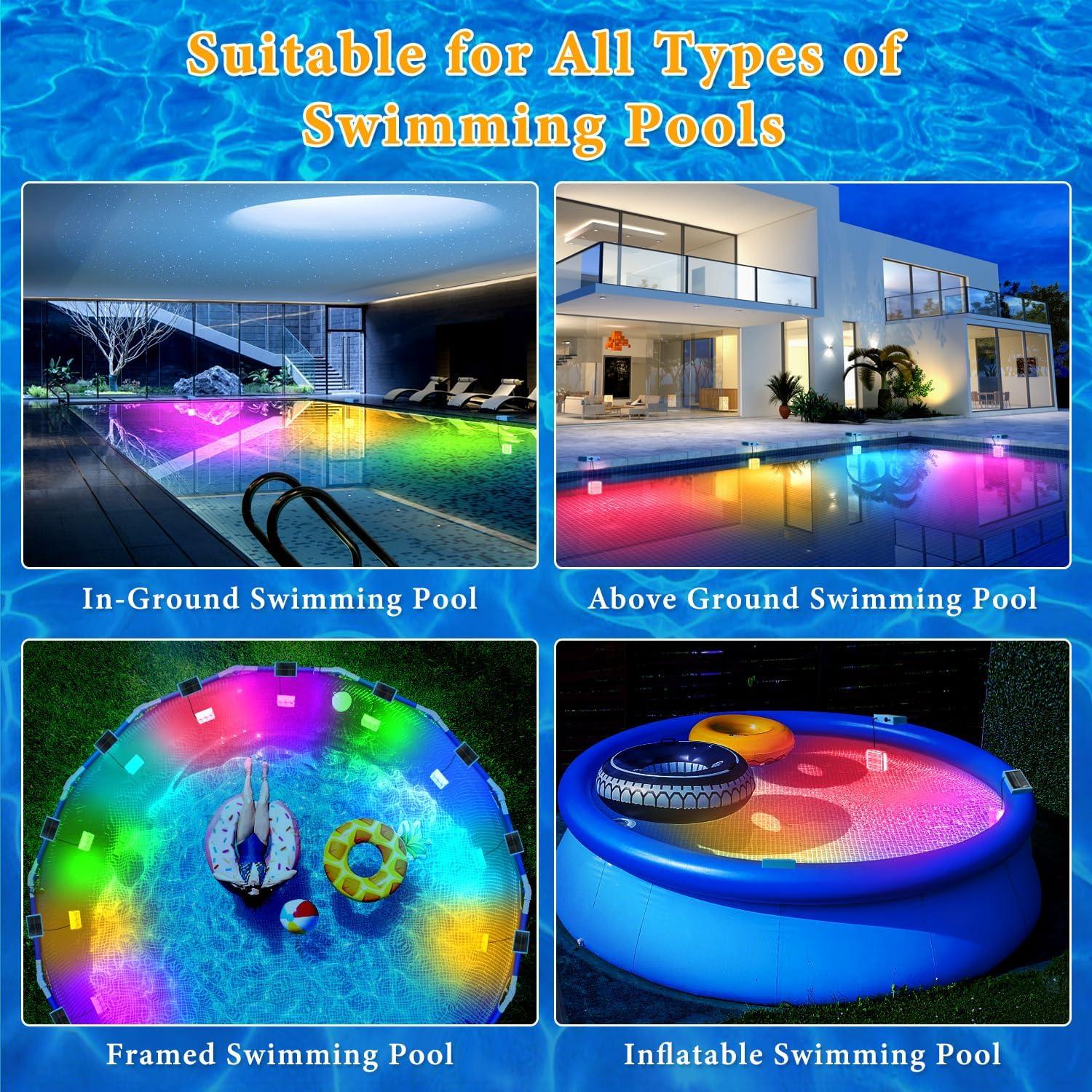 Luces de piscina solares Yichuke 2-Pack LED 16 colores