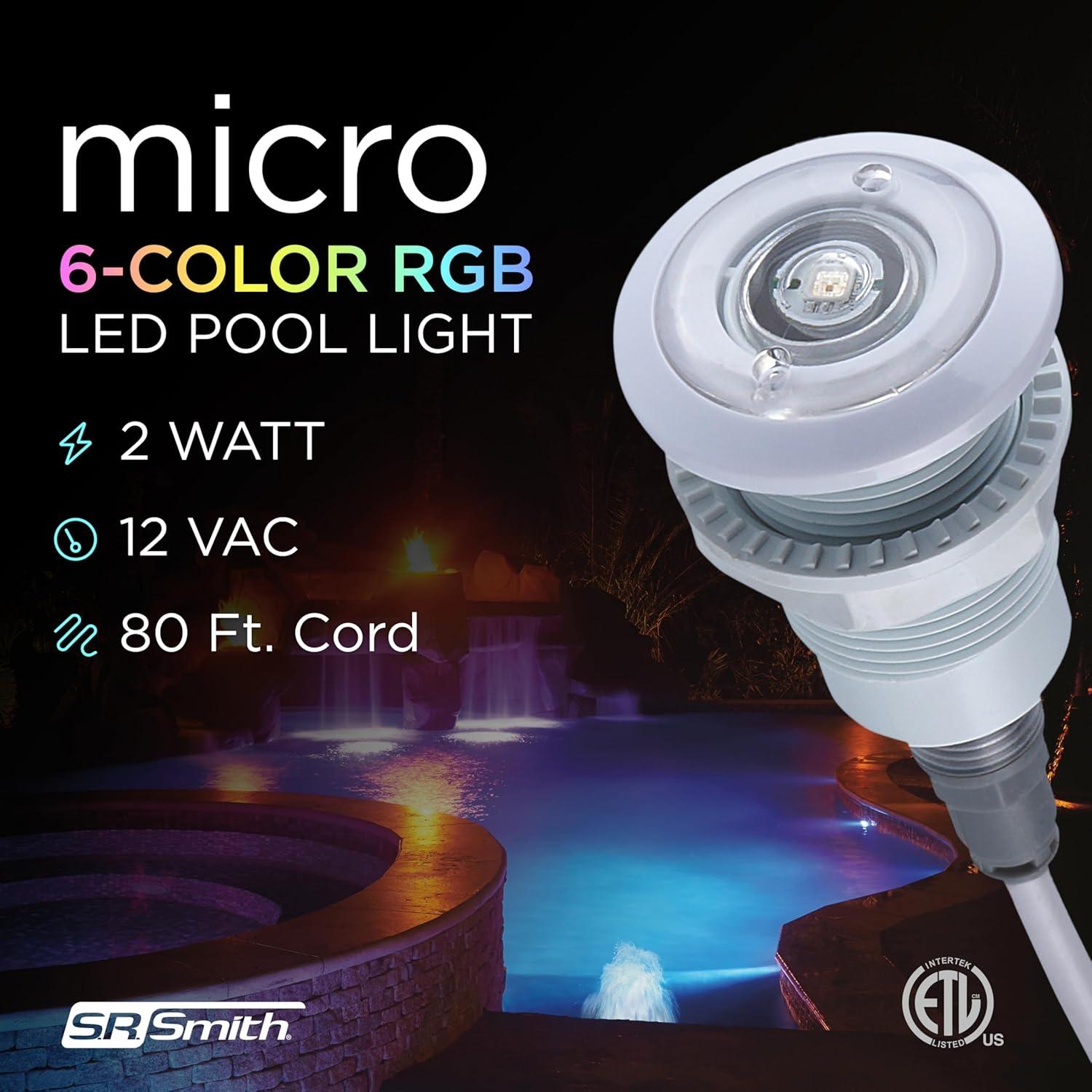 Luz de Acento LED S.R. Smith TREO Micro 12V 2W RGB para Piscina