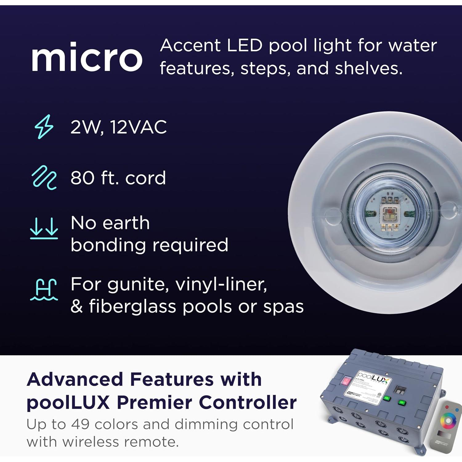Luz de Acento LED S.R. Smith TREO Micro 12V 2W RGB para Piscina